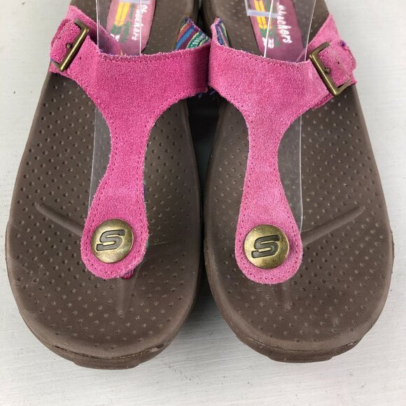 Skechers Women's Size 8 Outdoor Lifestyle Pink Purple Suede Slip On Sandals - Picture 4 of 14